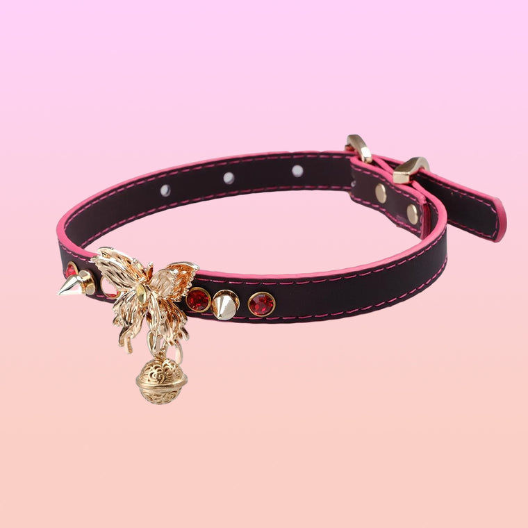 AllSparkling [PAPILLON] Butterfly & Bell Pink choker