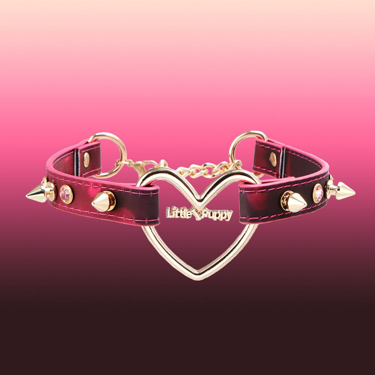 AllSparkling [CHROMATIC] Black to Pink Golden Heart Choker