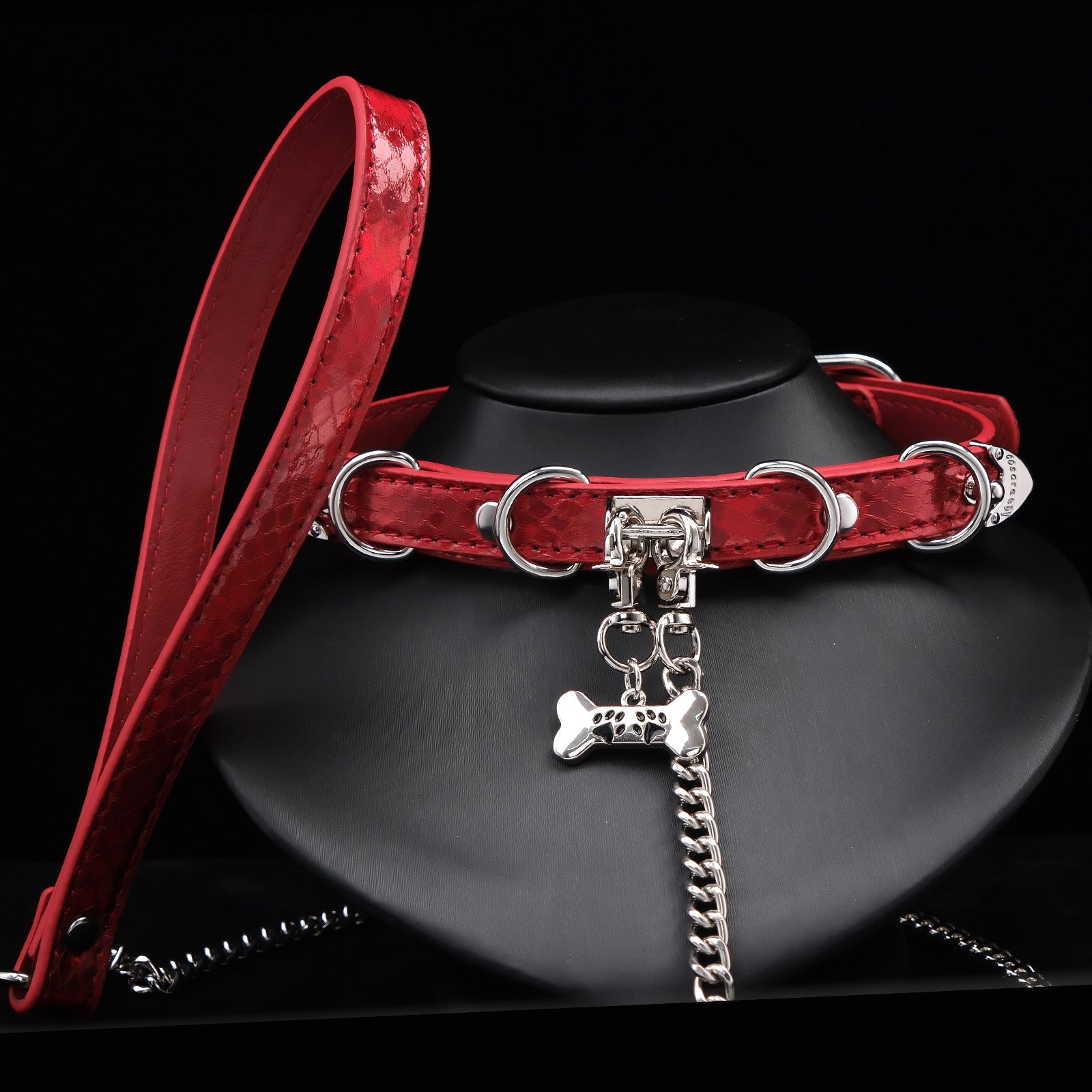 AllSparkling [REGIN] Red Snakeskin Puppy Collar