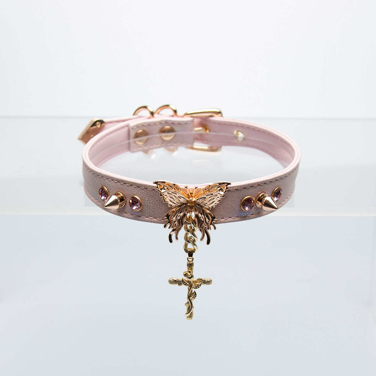 AllSparkling [PAPILLON] Golden Butterfly Nameplate Choker