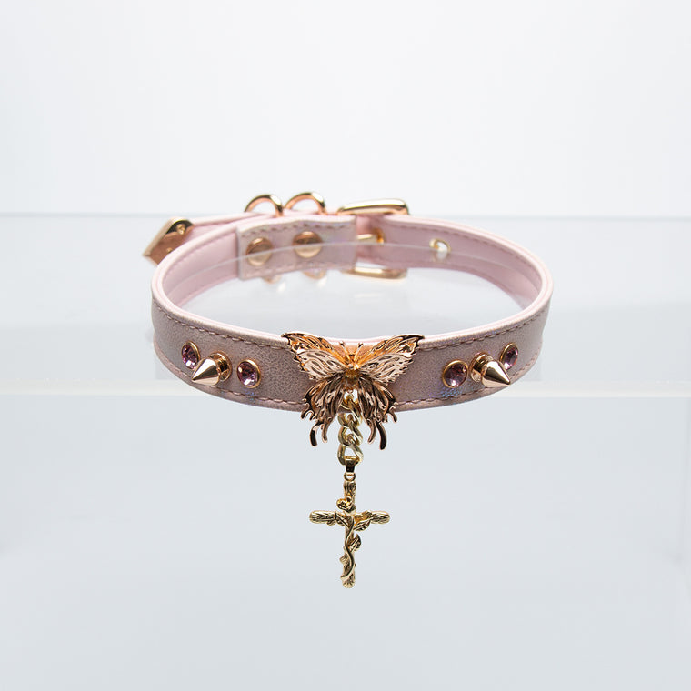 AllSparkling [PAPILLON] Golden Butterfly Puppy Choker