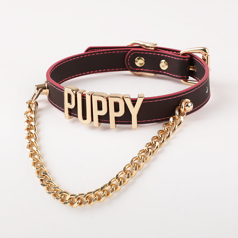 AllSparkling [CHROMATIC] Black to Pink Golden Puppy Choker