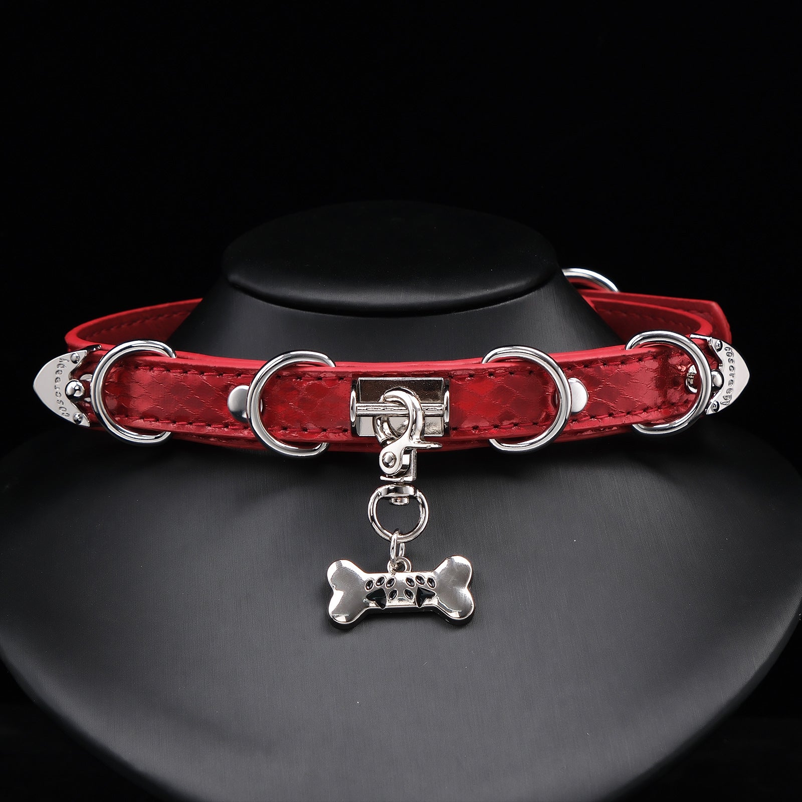AllSparkling [REGIN] Red Snakeskin Puppy Collar