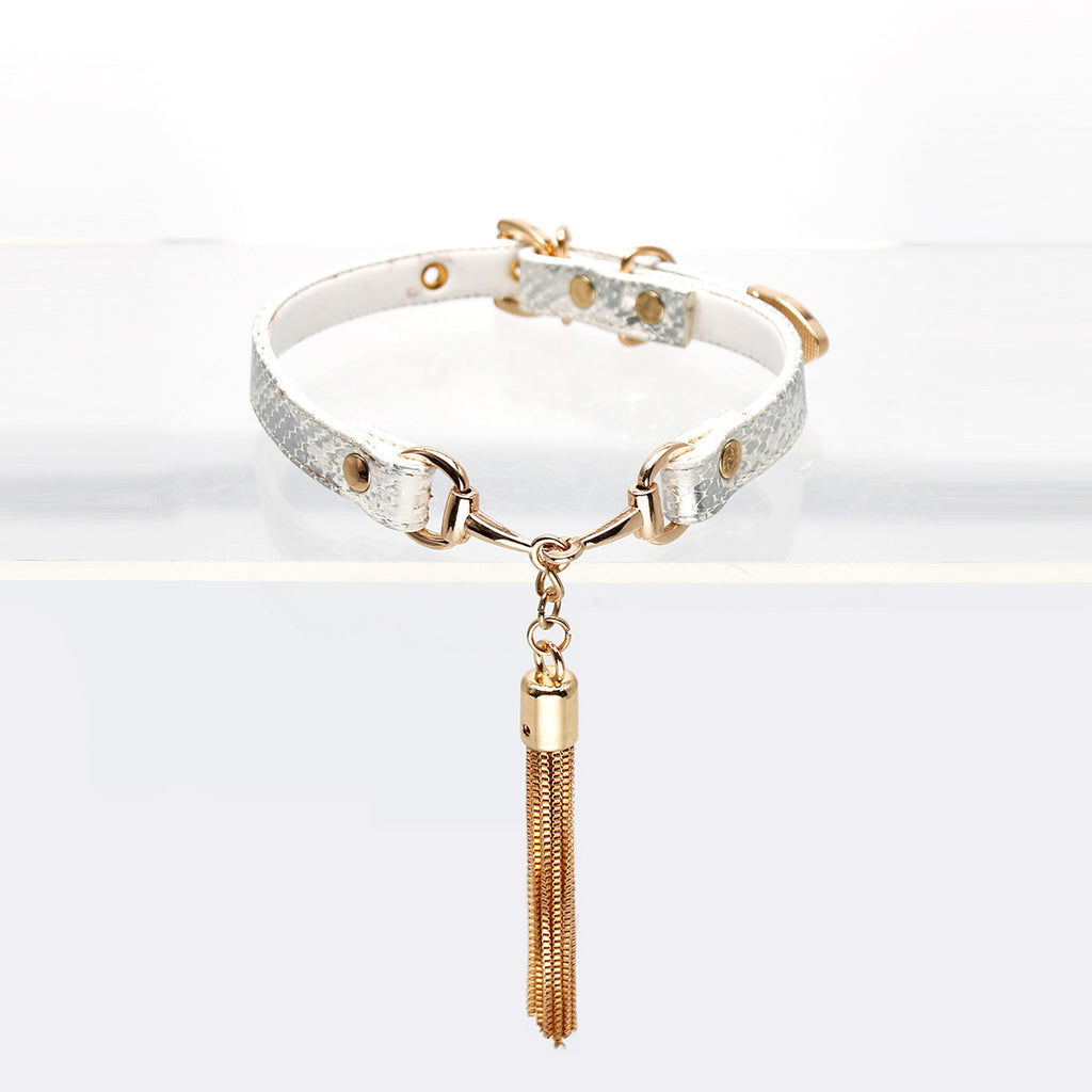 AllSparkling [REGIN] tassel choker Black/White