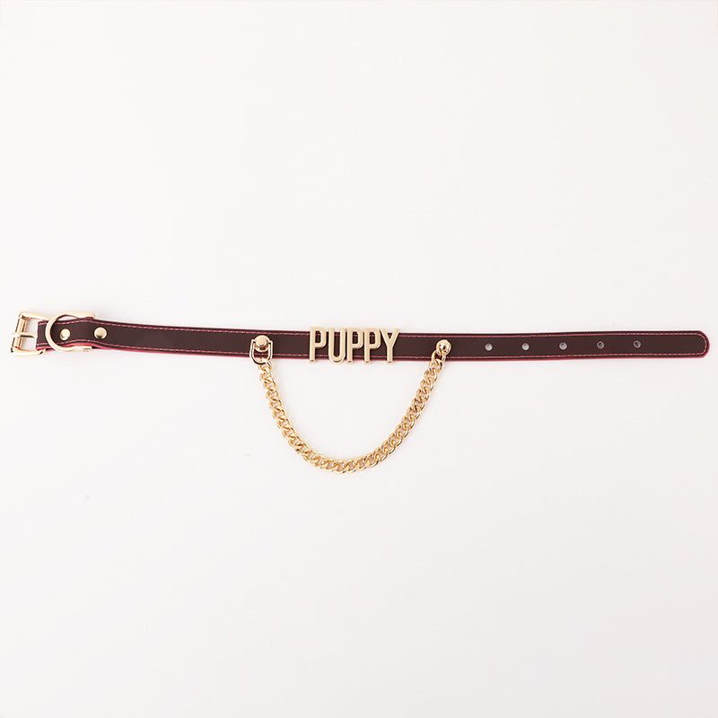 AllSparkling [CHROMATIC] Black to Pink Golden Puppy Choker