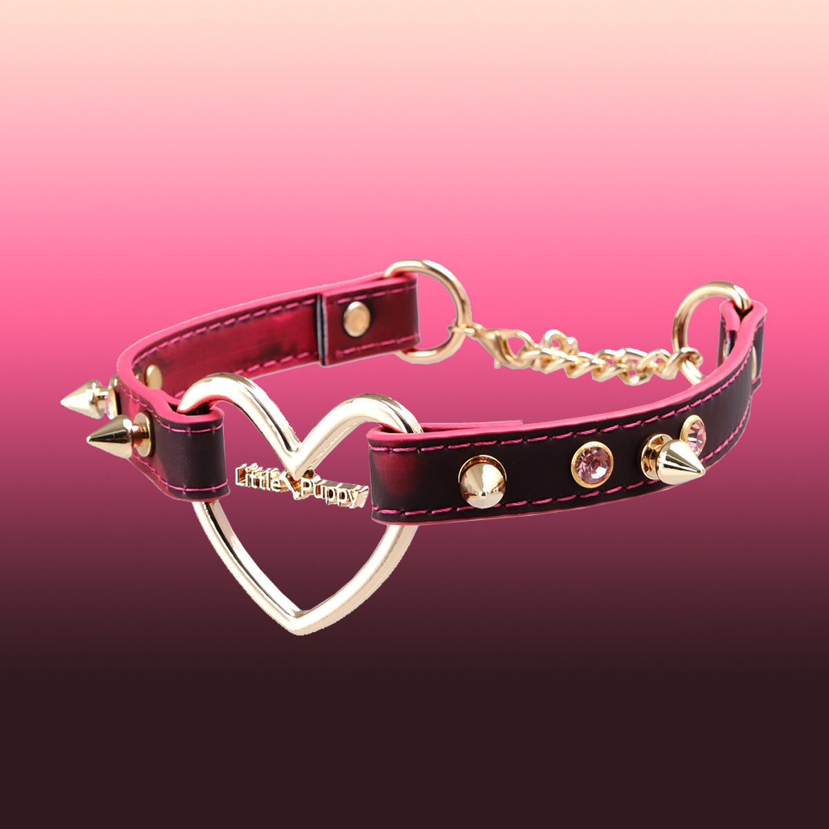 AllSparkling [CHROMATIC] Black to Pink Golden Heart Choker