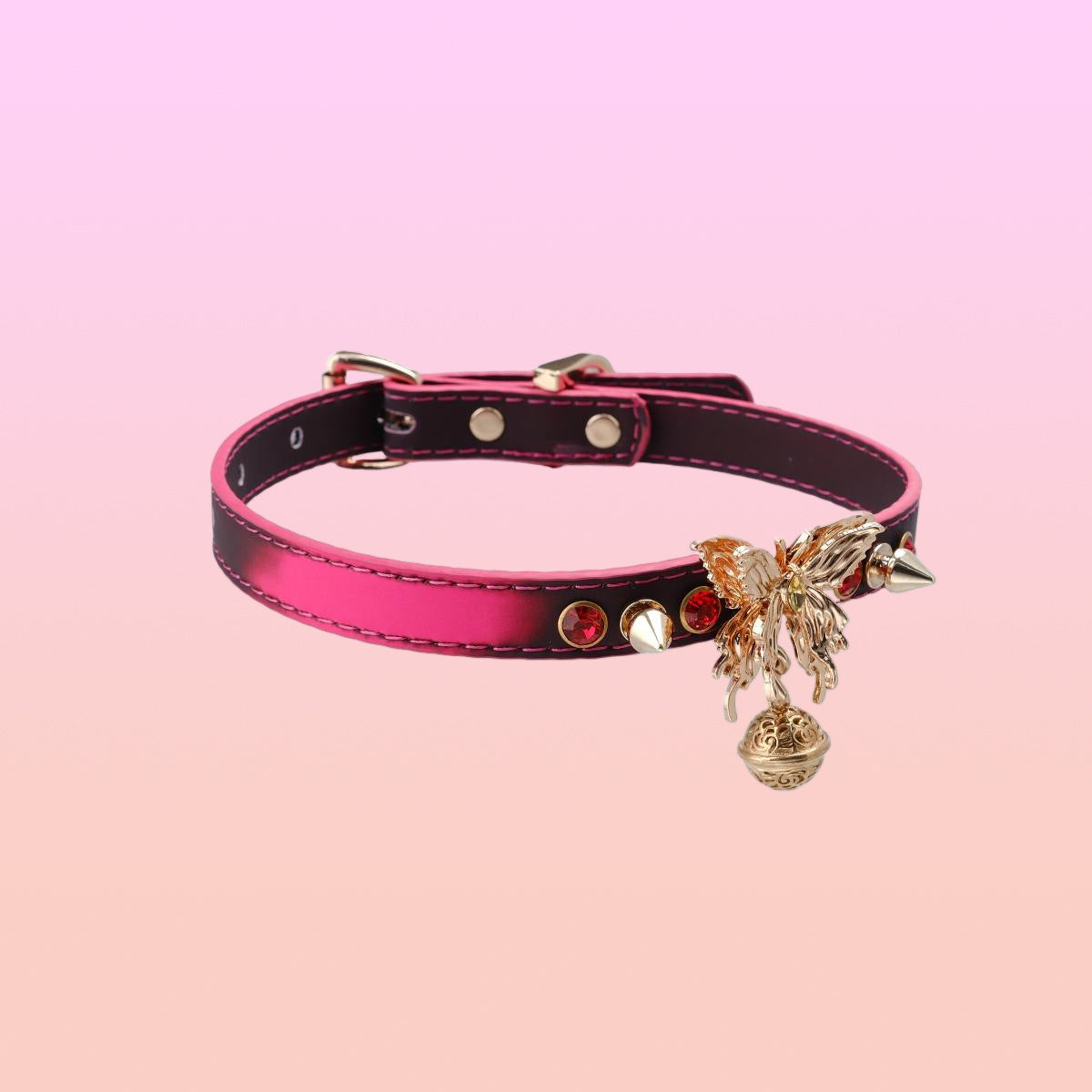 AllSparkling [PAPILLON] Butterfly & Bell Pink choker