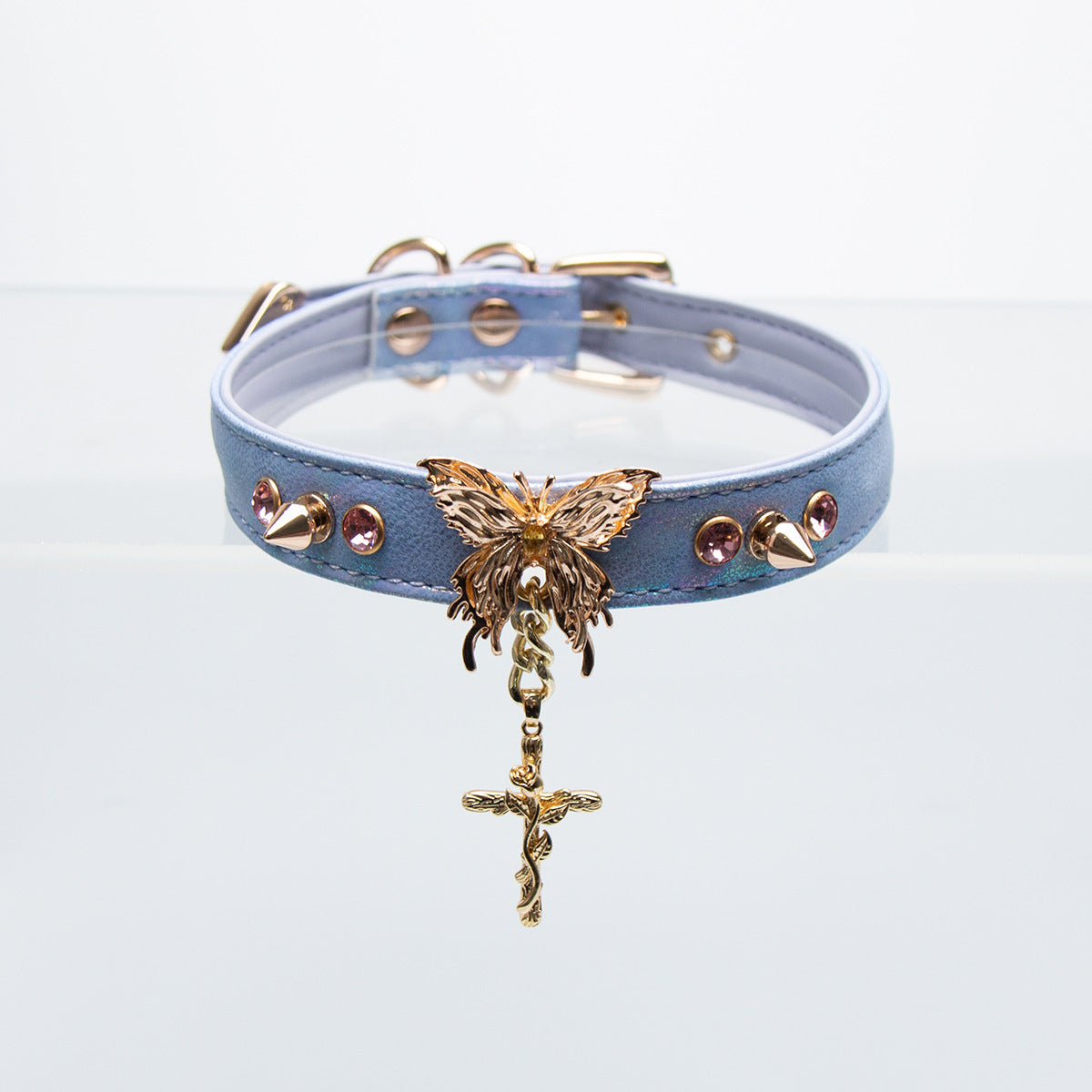 AllSparkling [PAPILLON] Golden Butterfly Nameplate Choker