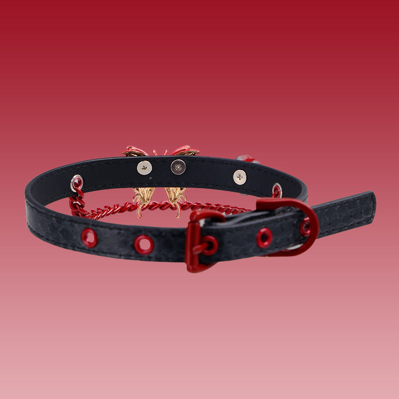 AllSparkling [REIGN] Butterfly & Rose nameplate choker