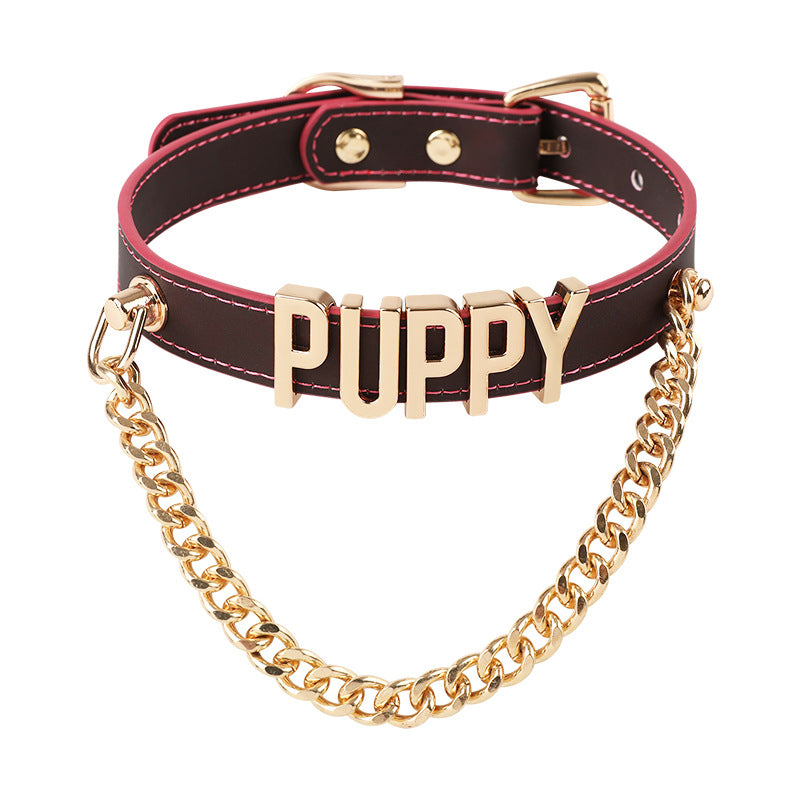 AllSparkling [CHROMATIC] Black to Pink Golden Nameplate Choker