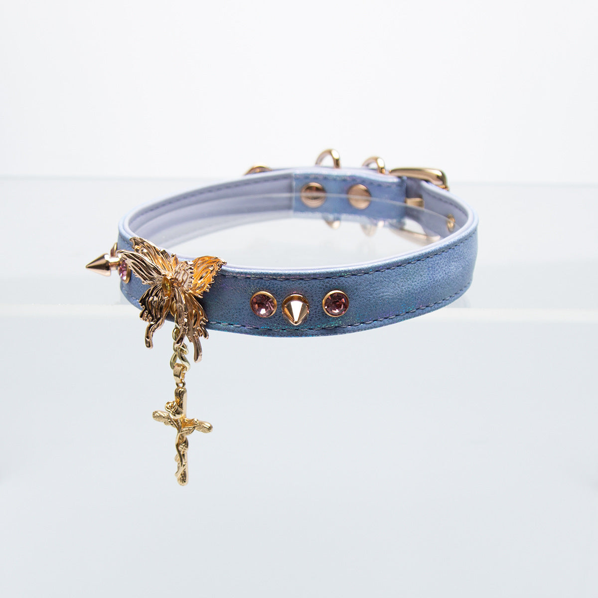 AllSparkling [PAPILLON] Golden Butterfly Nameplate Choker