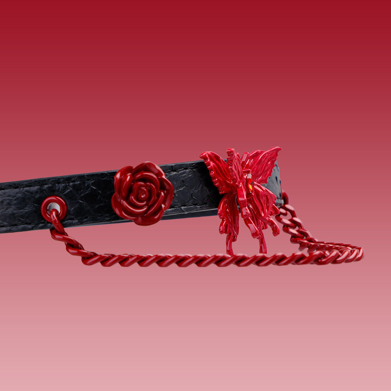 AllSparkling [REIGN] Butterfly & Rose nameplate choker