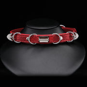 AllSparkling [REIGN] Red Snakeskin Nameplate Collar