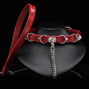 AllSparkling [REIGN] Red Snakeskin Nameplate Collar